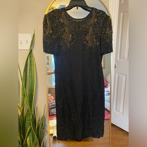 Vintage 80’s beaded black party dress